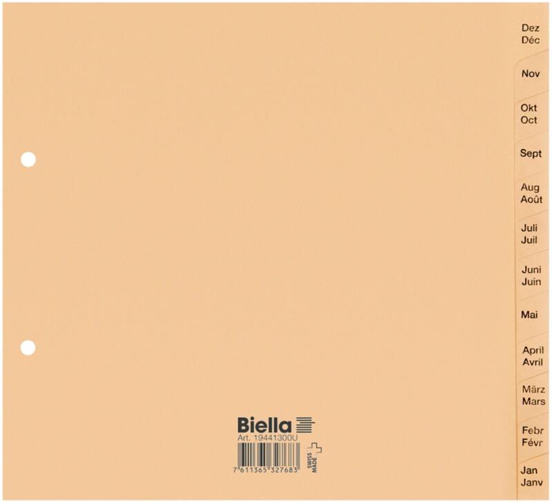 Biella Dez - Jan Alphabetische Register Spezial Braun 12-teilig 180 g/m² 2 Löcher