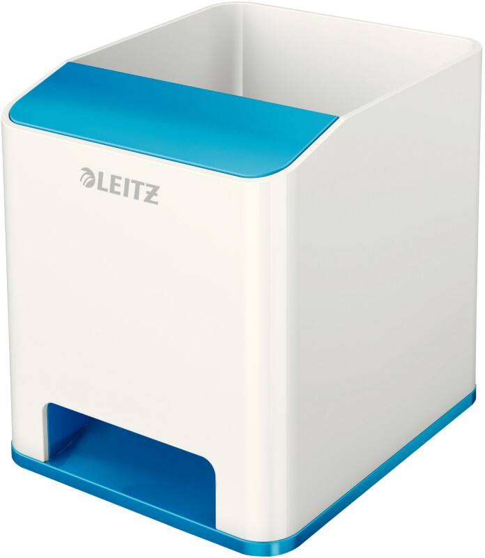 Leitz WOW Sound Stiftehalter Duo Colour Weiß, Blau 9 x 10 x 10,1 cm