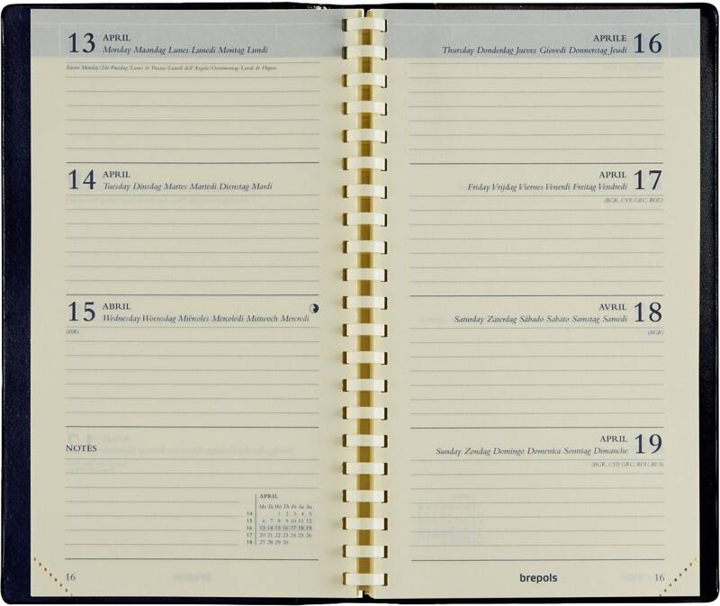 Brepols Interplan Terminkalender Nachfüllung 2026 A6 1 Woche / 2 Seiten Deutsch, Englisch, Französisch, Italienisch, Niederländisch, Spanisch Schwarz