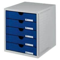 HAN Schubladenbox SYSTEMBOX 5 Kunststoff Lichtgrau, Blau 33 x 32 x 32 cm