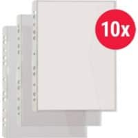Rexel Prospekthüllen DIN A4 Matt Transparent 110 Mikron PP (Polypropylen) Öffnung Rechts 11 Löcher 10 Stück