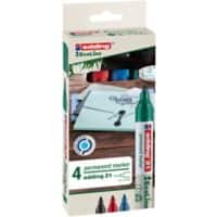 edding EcoLine 21 Permanentmarker Mittel Rundspitze 1,5 - 3 mm Färbig sortiert Nachfüllbar Wasserbeständig 4 Stück