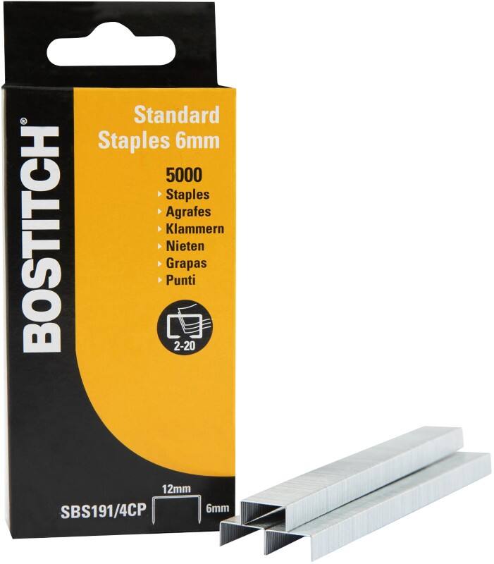 Bostitch Heftklammern 24/6 SBS191/4CP Metall Silber 5000 Heftklammern