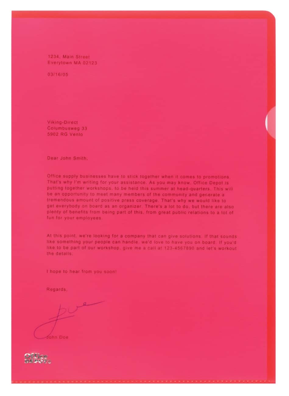 Office Depot Sichthüllen DIN A4 Polypropylen 120 Mikron Rot 100 Stück