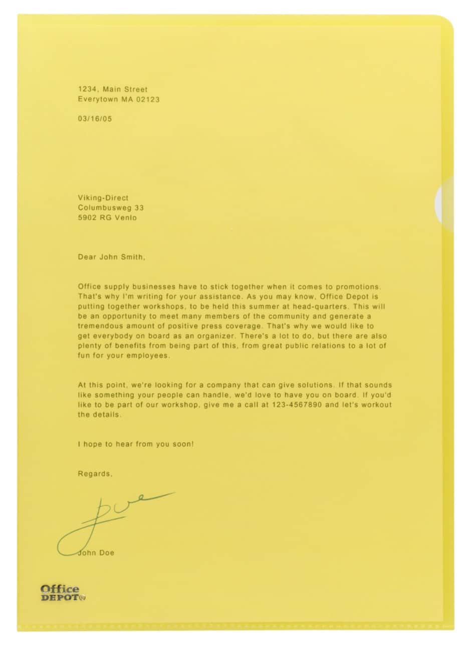 Office Depot Sichthüllen DIN A4 Polypropylen 120 Mikron Gelb 100 Stück