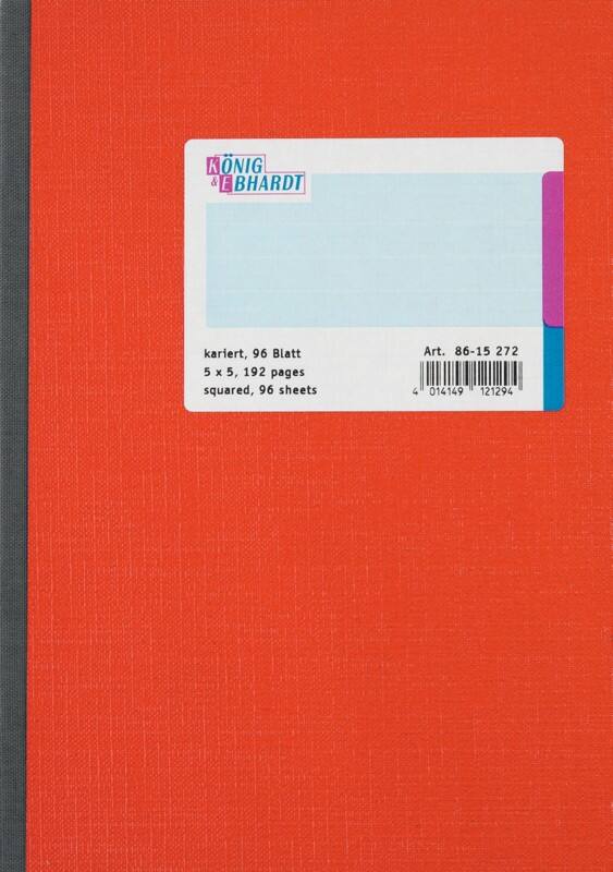 König & Ebhardt Geschäftsbuch A5 Kariert 70 g/m² Rot 96 Blatt