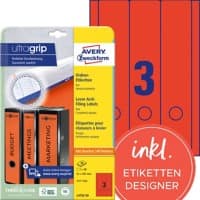 AVERY Zweckform ultragrip Ordneretiketten L4752-20 Selbsthaftend A4 Rot 6,1 x 29,7 cm 20 Blatt à 3 Etiketten