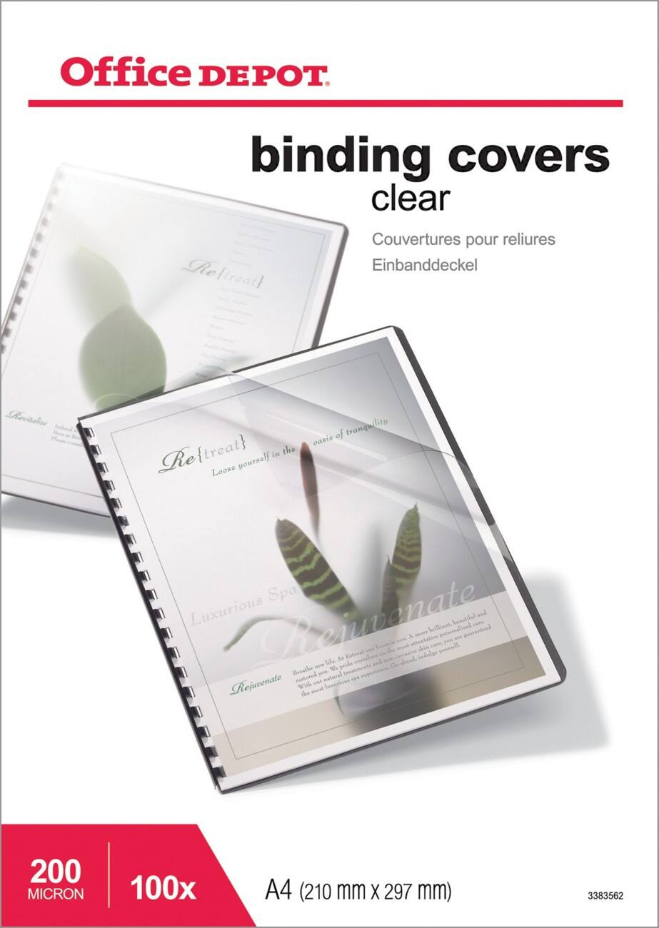 Office Depot Einbanddeckel A4 PVC 200 Mikron Transparent 100 Stück