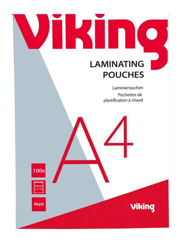 Viking Laminierfolien A4 Matt 125 Mikron (2 x 125) Transparent 100 Stück