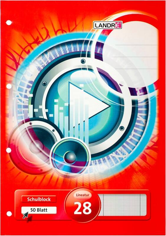 LANDRÉ Notizblock DIN A4 Kariert Geleimt Karton Rot Nicht perforiert 100 Seiten