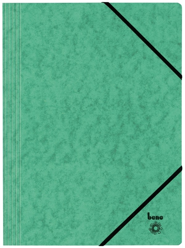 Bene Dreiflügelmappe Vario A4 Grün Karton mit Gummizug-Verschluss 24,5 x 32 cm