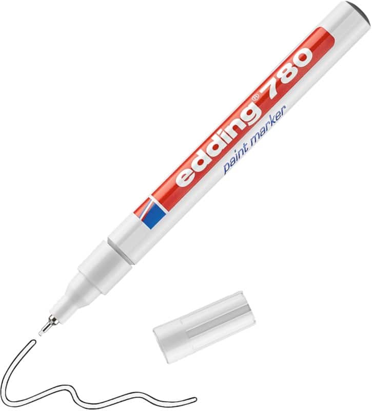 edding 780 Permanent Lackmarker Weiß Extra Fein Nadelspitze 1 - 0,8 mm  Wasserbeständig