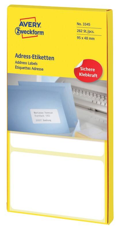 AVERY Zweckform Adressetiketten 3345 Weiß 95 x 48 mm 94 Blatt à 3 Etiketten