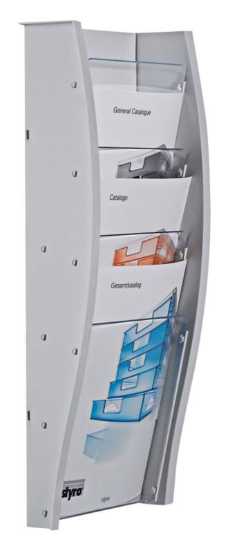 Styro styrodisplay A4 Wandprospekthalter Wandmontiert Hellgrau 128-340.02801 26,2 x 10,4 x 57,7 cm