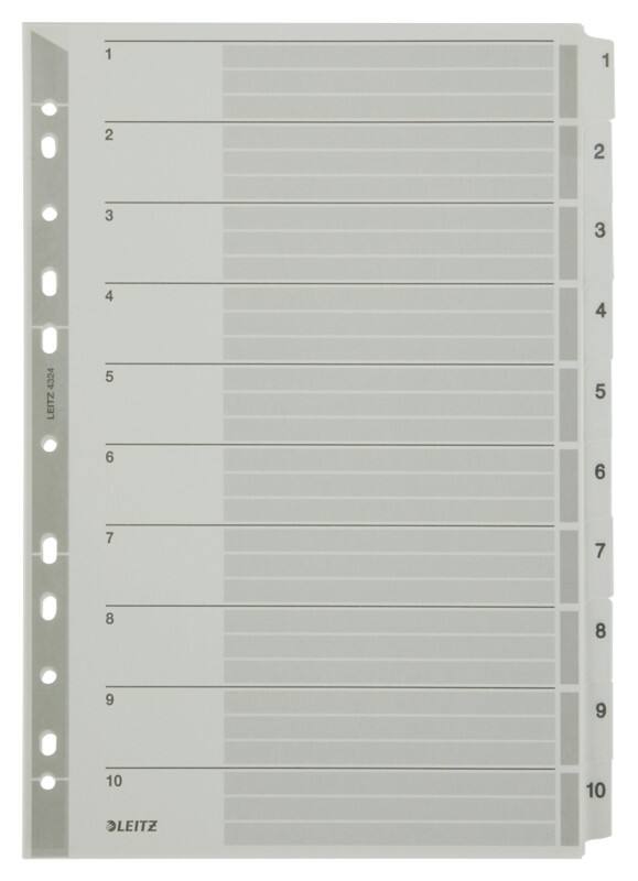 Leitz Register 4324 DIN A4 Weiß 10-teilig Perforiert Karton 1 bis 10