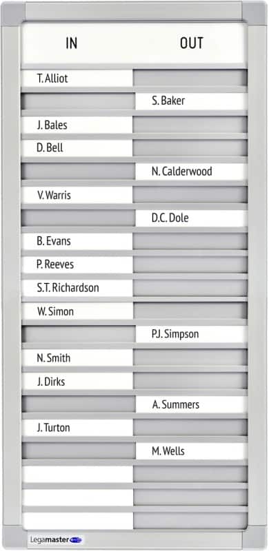 Legamaster Professional Anwesenheitstafel 26 (B) x 54 (H) cm Aluminium, Kunststoff Silber