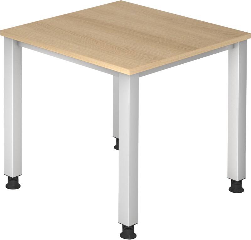 Hammerbacher Q Series VQS Höhenverstellbar Schreibtisch Rechteckig Eiche 4 Metallfüße 800 (B) x 800 (T) x 810 (H) mm Spanplatte, Stahl