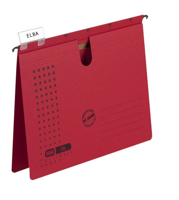 ELBA chic ULTIMATE Hängemappen A4 V-Boden Rot Blauer Engel UZ56 (Recyclingkarton Schreibwaren) 5 Stück