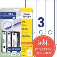 AVERY Zweckform ultragrip Ordneretiketten L4759-25 Selbsthaftend A4 Weiß 6,1 x 29,7 cm 30 Blatt à 3 Etiketten