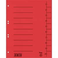 Bene Trennblätter 98300 DIN A4 Rot 6 Löcher 210 g/m² Recyclingkarton 1 bis 10 50 Stück