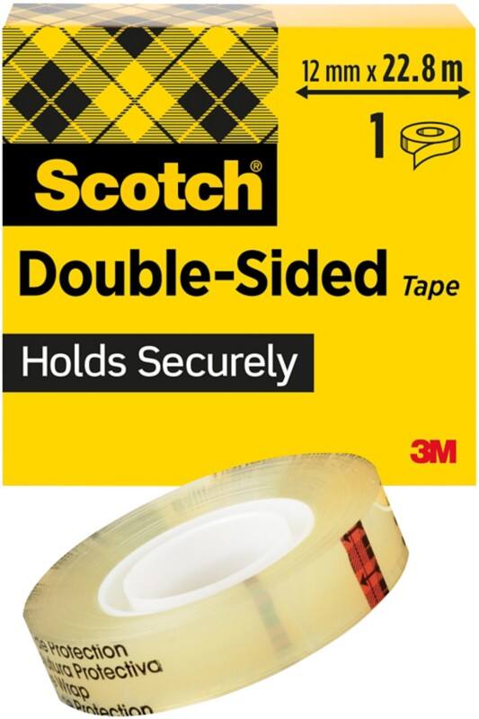 Scotch Doppelseitiges Klebeband Transparent ohne Schutzfolie 12 mm x 22,8 m