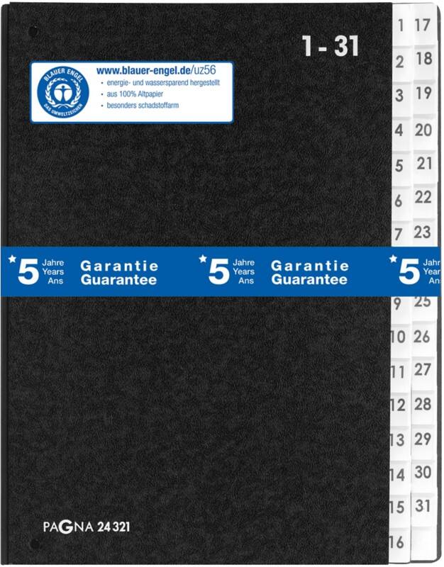 PAGNA Pultordner 32 Schwarz DIN A4 Hartpappe 1 bis 31 Schwarz