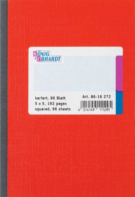 König & Ebhardt Geschäftsbuch A6 Kariert 70 g/m² Rot 96 Blatt