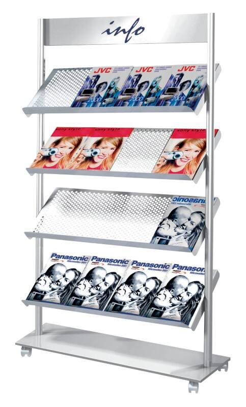 Kerkmann Rico A4 Prospektständer Silber 6332 985 (B) x 300 (T) x 1.650 (H) mm