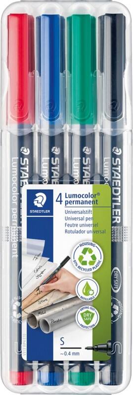 STAEDTLER Lumoclor Non-Permanente Folienstifte Extra Fein Faserschreiber Färbig sortiert 4 Stück