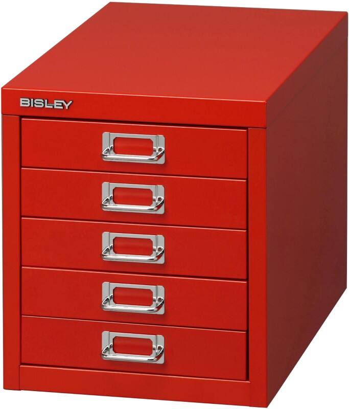 Bisley Schubladenschrank 5 Schübe DIN A4 Rot 325 x 279 x 380 mm