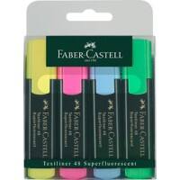 Faber-Castell Superfluorescent Textliner 48 Textmarker Färbig sortiert Mittel Keilspitze 1 - 5 mm Nachfüllbar 4 Stück