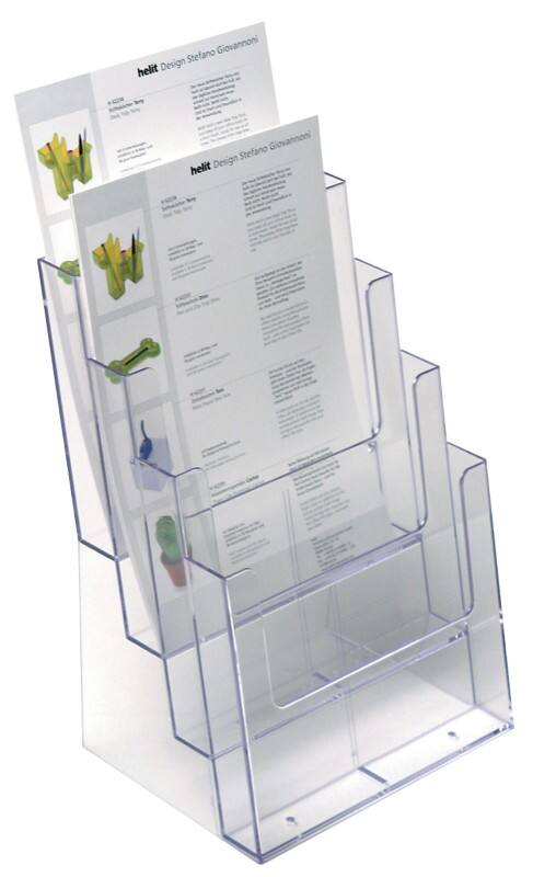 helit the helpdesk Prospektständer A4 23 (B) x 17 (T) x 34,5 (H) cm Transparent
