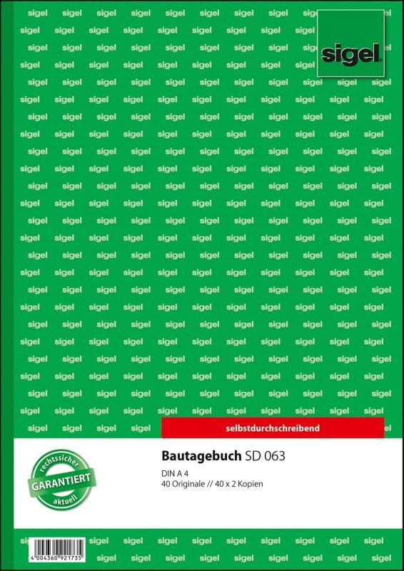 Sigel Bautagebuch A4 Liniert Gelocht SD063 40 Blatt