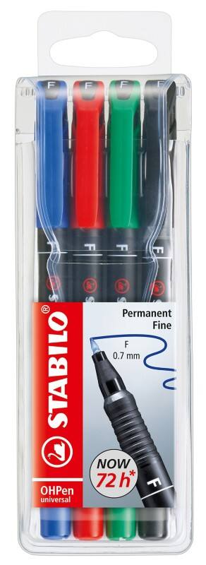 STABILO universal OHP-Marker  Fein Filzspitze 0.7 mm Färbig sortiert Nachfüllbar 4 Stück