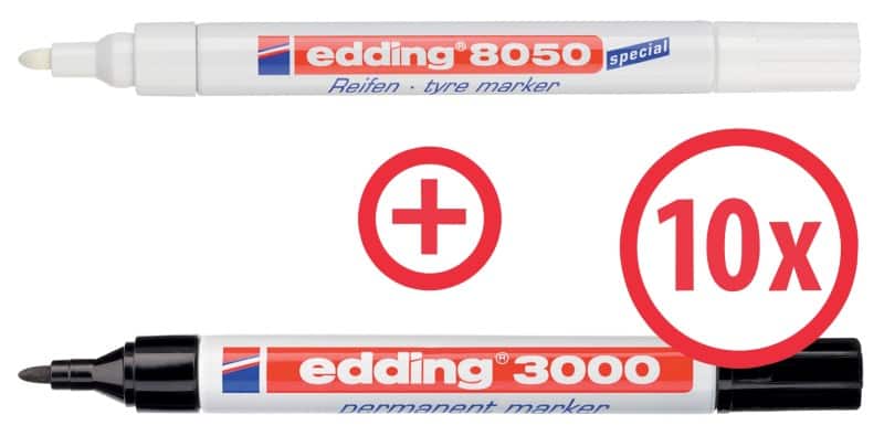 edding 3000 Permanentmarker  Fein Rundspitze 1,5 - 3 mm Schwarz Nachfüllbar Wasserbeständig 11 Stück