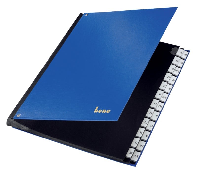 Bene Pultordner A4 Blau Hartpappe A - Z 27 x 34,5 cm