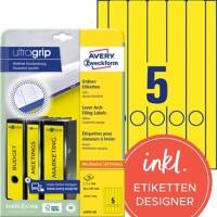 AVERY Zweckform L4751-20 Ordneretiketten A4 Gelb 38 x 297 mm 20 Blatt à 5 Etiketten