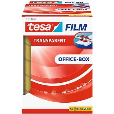 tesa Klebeband tesafilm Office-Box Transparent 25 mm (B) x 66 m (L) PP (Polypropylen) 6 Rollen