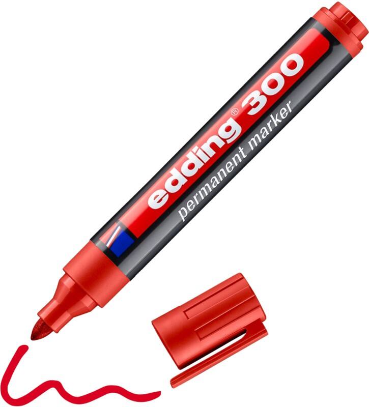 edding 300 300 Permanentmarker  Mittel Rundspitze 1,5 - 3 mm Rot Nachfüllbar Wasserbeständig
