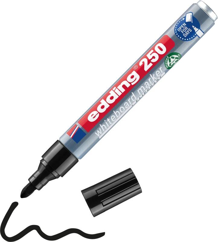 edding 250 Non-permanent Whiteboard-Marker Schwarz Mittel Rundspitze 1,5 - 3 mm 100% Recycelt