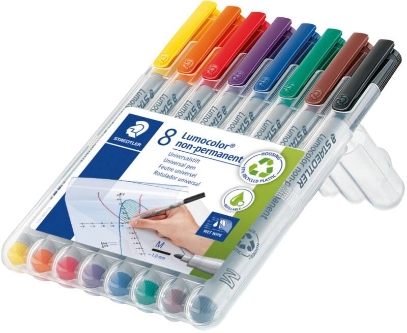 STAEDTLER Lumocolor Folienstifte Mittel Rundspitze Färbig sortiert 8 Stück