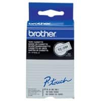 Brother TC-291 Authentic Schriftband Selbstklebend Schwarzer Druck auf Weiß 9 mm x 7.7m