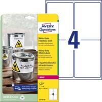 AVERY Zweckform Wetterfeste Etiketten L4774-20 Weiß A4 99,1 x 139 mm 20 Blatt à 4 Etiketten