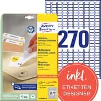 AVERY Zweckform L4730REV-25 Laser-Etiketten DIN A4 Weiß 17,8 x 10 mm 30 Blatt à 270 Etiketten