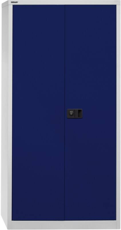 Bisley Flügeltürenschrank Stahl 3 Fachböden abschließbar 914 x 400 x 1.806 mm Blau, Hellgrau