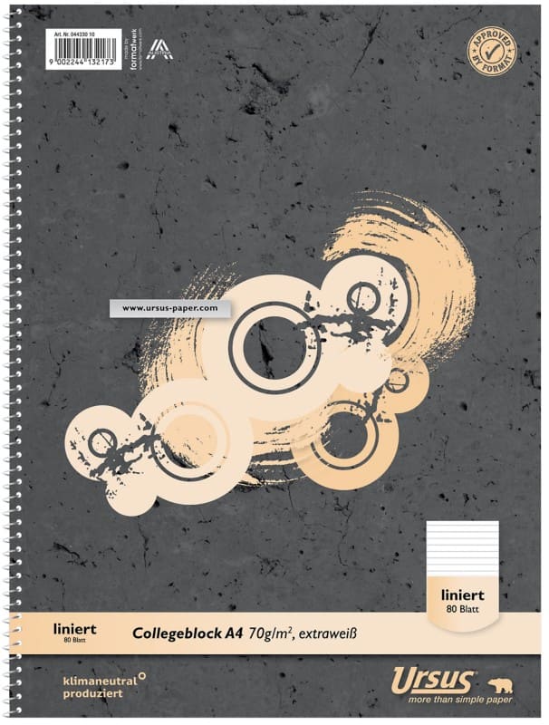 Ursus Style Notizbuch DIN A4 Liniert Spiralbindung Papier Perforiert 160 Seiten