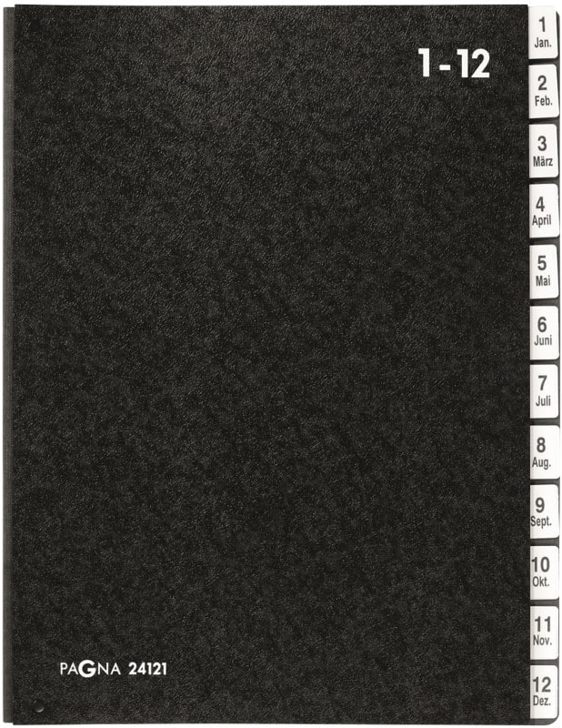 PAGNA Pultordner 12 Schwarz DIN A4 Hartpappe 1 bis 12 Schwarz
