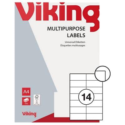 Viking Universaletiketten Selbsthaftend 105 x 42,3 mm Weiß 100 Blatt mit 14 Etiketten