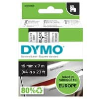 Dymo D1 S0720820 / 45800 Authentic Schriftband Selbstklebend Schwarzer Druck auf Transparent 19 mm x 7m