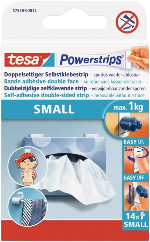 tesa Klebestreifen Powerstrips Small Weiß 35 mm (B) x 0,035 m (L) Synthesekautschuk 14 Stück